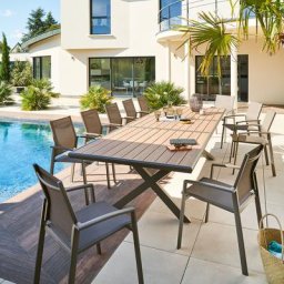 Table de jardin extensible Axiome Effet bois honey Praline