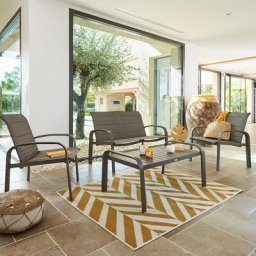 Salon de jardin Elyn Anthracite Graphite 4 places - Aluminium, Texaline