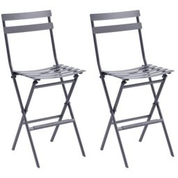 Lot de 2 chaises hautes pliantes jardin Greensboro Graphite