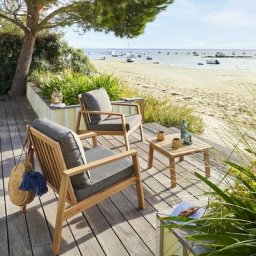 Salon de jardin Tiwi Carbone Acacia 2 places - Polyester, certifié FSC®