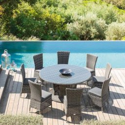 Table de jardin ronde Mooréa Terre d'ombre