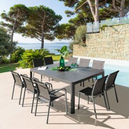 Table de jardin extensible carrée Paradize Graphite