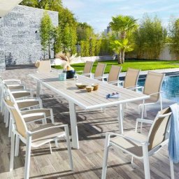 Table de jardin extensible Pavane Lin Blanc