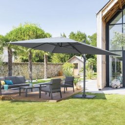 Parasol déporté rectangulaire inclinable Éléa Ardoise Hespéride