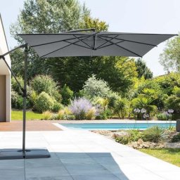 Parasol déporté carré Manoa Ardoise Hespéride