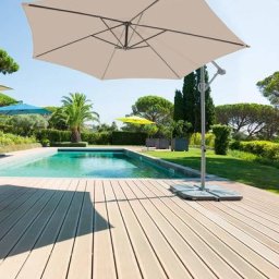 Parasol déporté rond Janeiro Taupe Hespéride