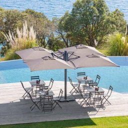 Parasol décentré 4 en 1 Setiri Ardoise Hespéride