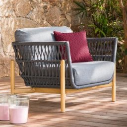 Fauteuil de salon jardin Rubby Graphite Aluminium traité époxy, Maille acrylique, Polypropylène