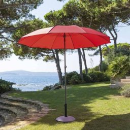 Parasol droit inclinable rond Bogota Coquelicot Hespéride