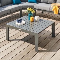 Table basse carrée de jardin Évasion Graphite 89 x cm - Aluminium traité époxy