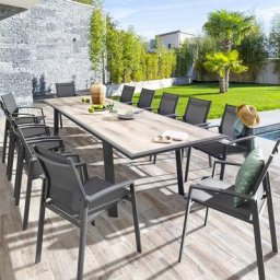 Table de jardin extensible Pavane Graphite Pécan