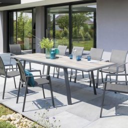 Table de jardin extensible Pavane Pécan Graphite