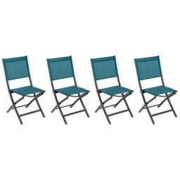 Lot de 4 chaises jardin pliantes Essentia Bleu canard Graphite