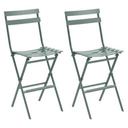 Lot de 2 chaises hautes pliantes jardin Greensboro Vert olive