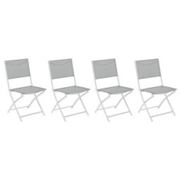 Lot de 4 chaises jardin pliantes Modula Galet Blanc