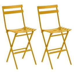 Lot de 2 chaises hautes pliantes jardin Greensboro Jaune moutarde