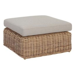 Pouf de jardin Savinia Tahini Aluminium traité époxy, Résine tressée, Oléfine Unisexe