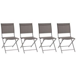 Lot de 4 chaises jardin pliantes Axant Wengé Praline