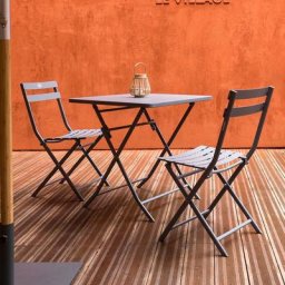 Table de jardin pliante carrée Greensboro Gris quartz