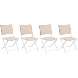 Lot de 4 chaises jardin pliantes Axant Lin Blanc