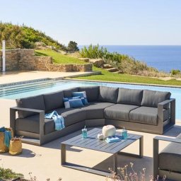 Salon d'angle de jardin Allure Graphite 5 places - Aluminium traité époxy, Polyester