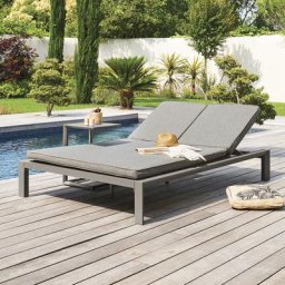 Lit de piscine double Évasion Wengé Tonka Jardin
