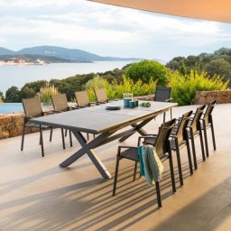 Table de jardin extensible Axiome Ardoise granitée