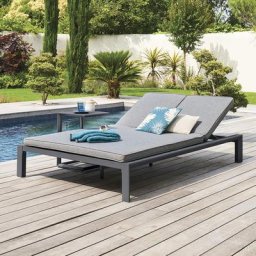 Lit de piscine double Évasion Anthracite Graphite Jardin