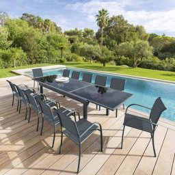 Table de jardin extensible Piazza Anthracite Graphite