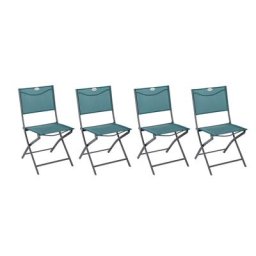 Lot de 4 chaises jardin pliantes Modula Bleu canard Graphite