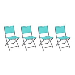 Lot de 4 chaises jardin pliantes Modula Émeraude Graphite