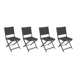 Lot de 4 chaises jardin pliantes Allure Poivre Graphite