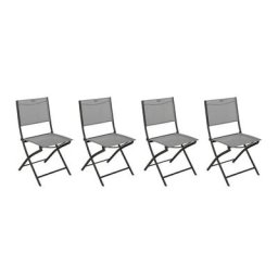 Lot de 4 chaises jardin pliantes Modula Galet Graphite