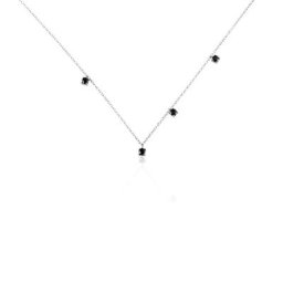 Collier Callias Argent Blanc Oxyde De Zirconium Noir