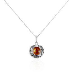 Collier Argent Blanc Vieilli Adar Ambre