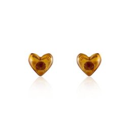 Boucles D'oreilles Puces Argent Blanc Nida Ambre
