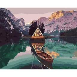 Kit peinture par numéros ""chalet dans les Alpes"", 50 x 40 cm