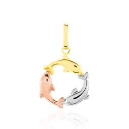 Pendentif Haizia Trio Dauphins Or Tricolore