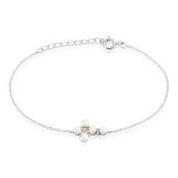 Bracelet Argent Blanc Burt Perles De Culture Oxydes De Zirconium