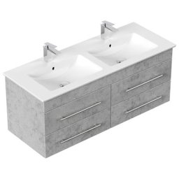 Meuble SDB avec vasque de Villeroy & Boch Venticello 130 cm B double décor Béton