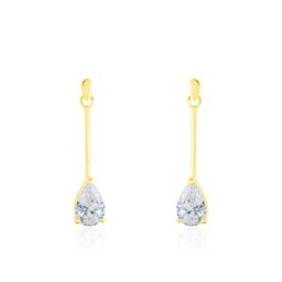 Boucles D'oreilles Pendantes Goutte Or Jaune Oxyde De Zirconium