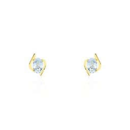 Boucles D'oreilles Puces Vrille Ovale Or Jaune Topaze