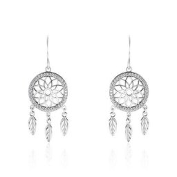 Boucles D'oreilles Pendantes Nemetona Argent Blanc Oxyde