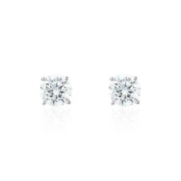 Boucles D'oreilles Puces Or Blanc Katherina Oxyde De Zirconium