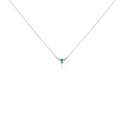 Collier Or Blanc Febe Emeraude Diamant