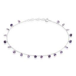 Chaîne De Cheville Carolaine Argent Blanc Oxyde De Zirconium