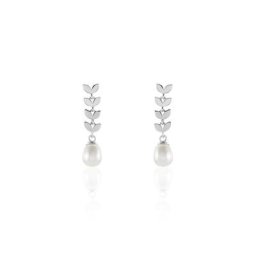 Boucles D'oreilles Pendantes Giacobbe Argent Blanc Perle De Culture