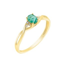 Bague Or Jaune Cassie Emeraude Et Diamant