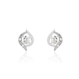 Boucles D'oreilles Puces Or Blanc Lydia Oxydes De Zirconium