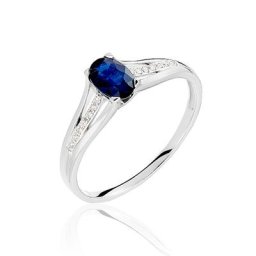 Bague Denise Or Blanc Saphir Et Diamant
